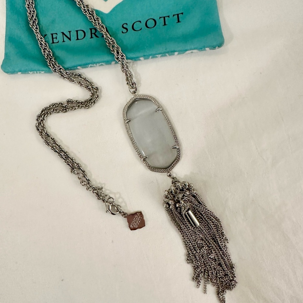 Kendra Scott Rayne Long Pendant Necklace in Silver Slate
